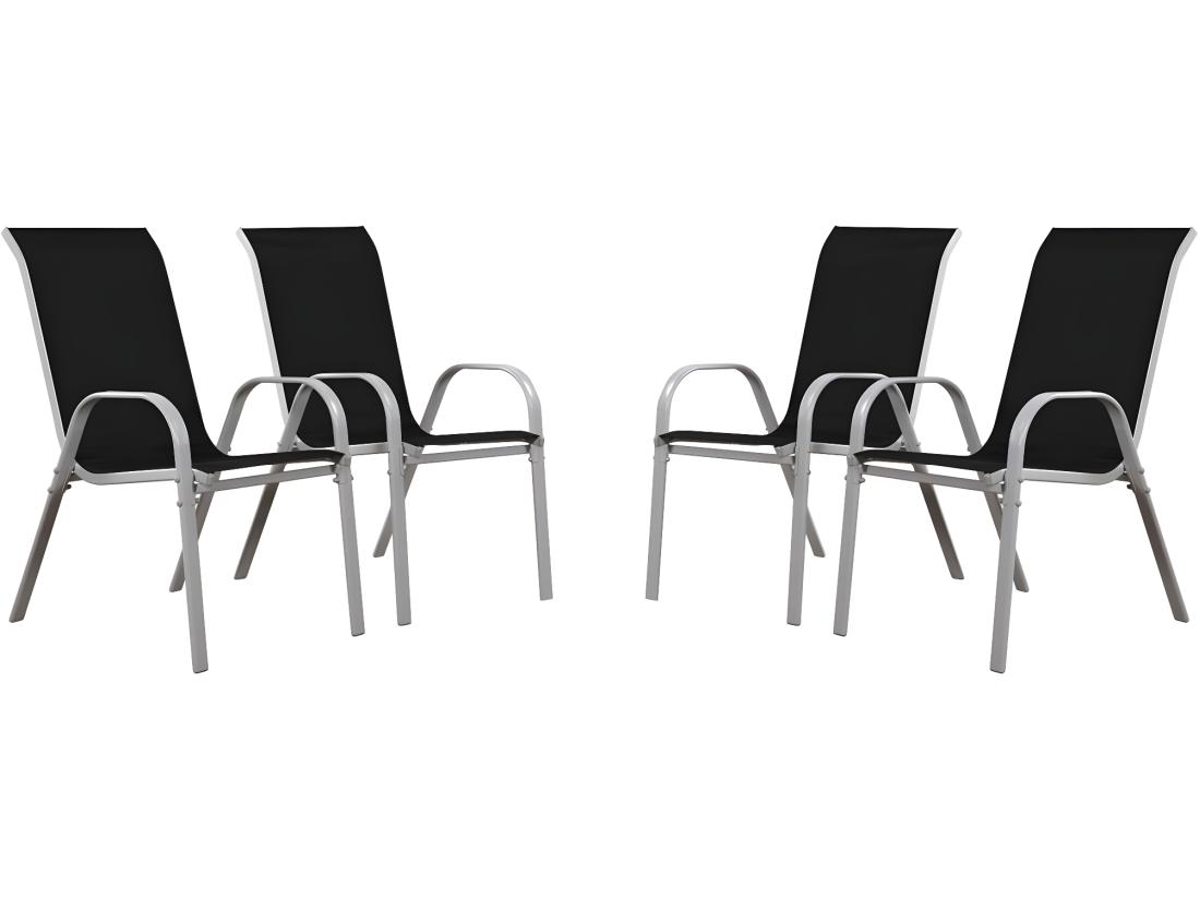 Vente Unique Fauteuil Jardin Textilène "Cordoba" - Phoenix - Noir - Lot De 4