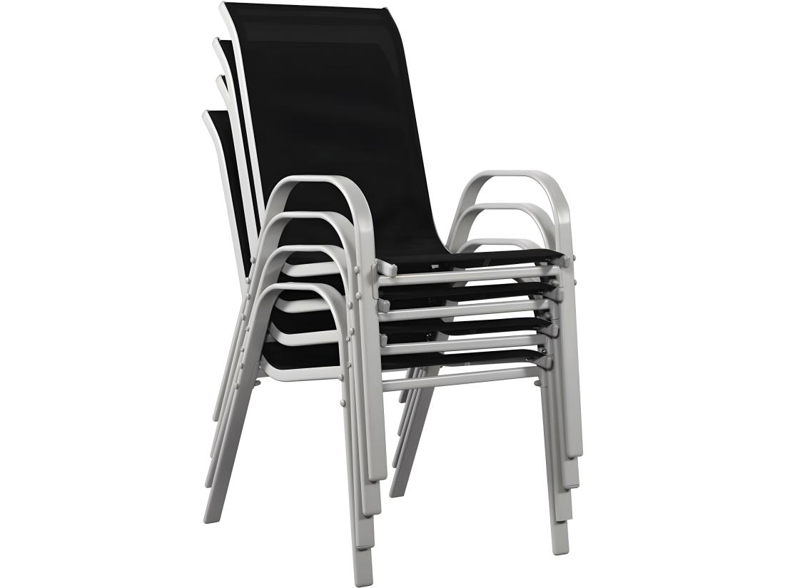 vente unique Fauteuil jardin Textilène "Cordoba" - Phoenix - Noir - Lot de 4