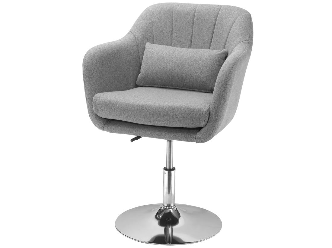 vente unique Fauteuil lounge design grand confort coussins lombaires hauteur réglable pivotant 360° piètement métal chromé lin gris