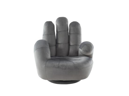 Vente Unique Fauteuil Main Enfant Pivotant En Velours CATCHY - Anthracite