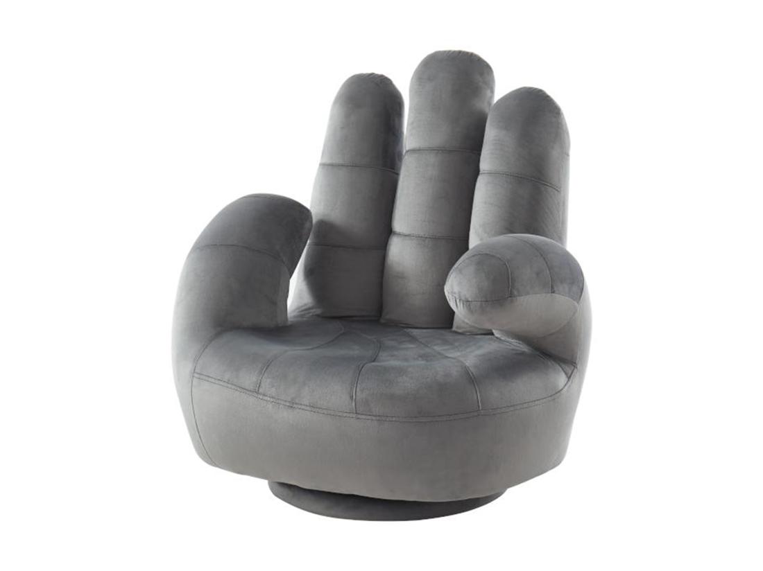 Vente Unique Fauteuil Main Enfant Pivotant En Velours CATCHY - Anthracite