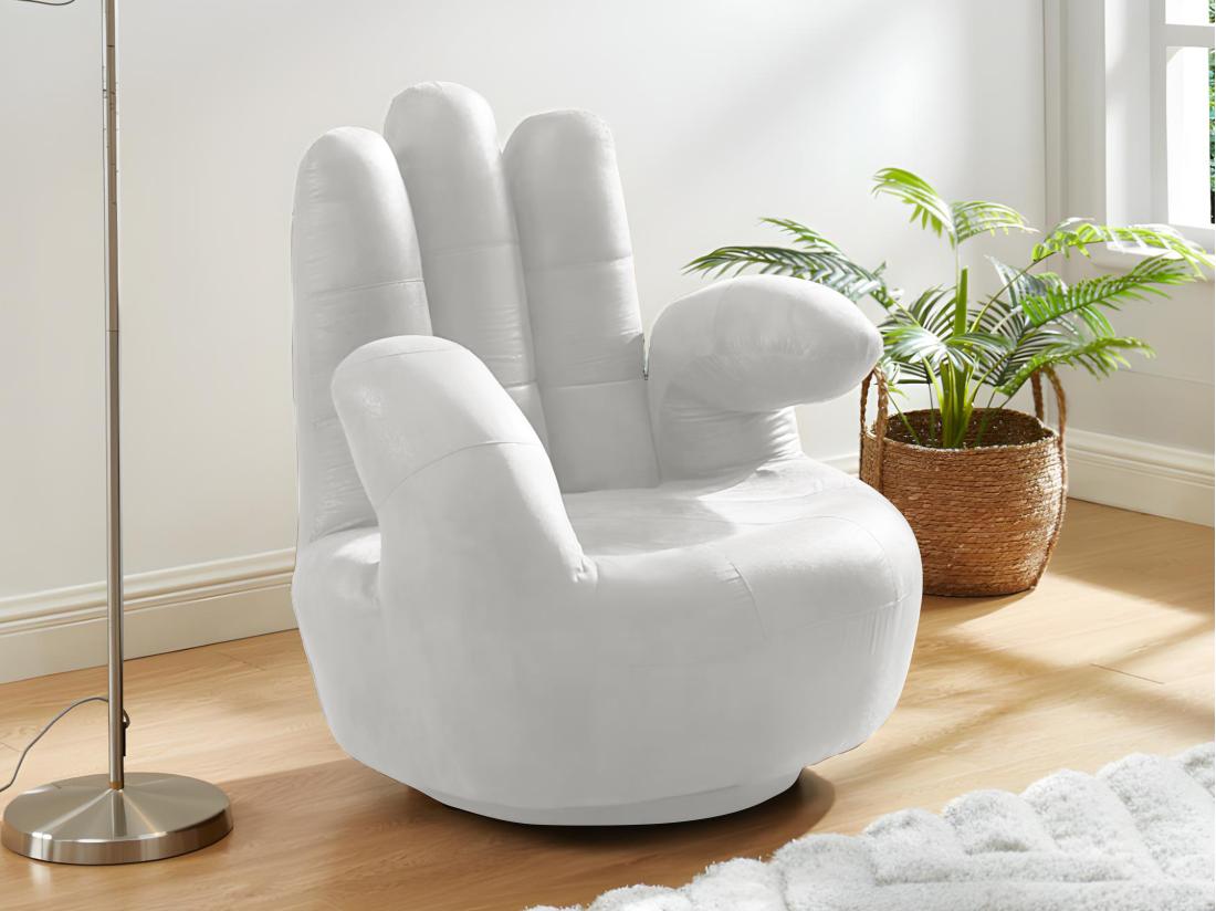 vente unique Fauteuil main pivotant CATCHY en simili - Blanc