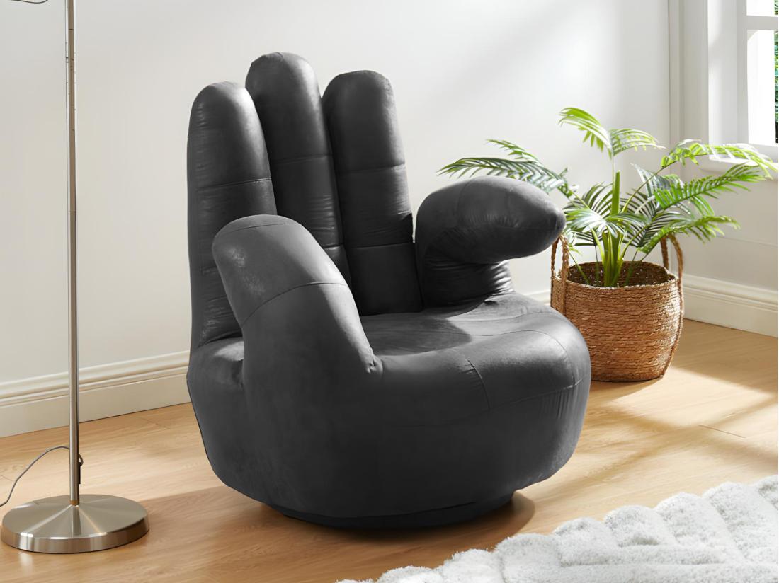 vente unique Fauteuil main pivotant CATCHY en simili - Noir