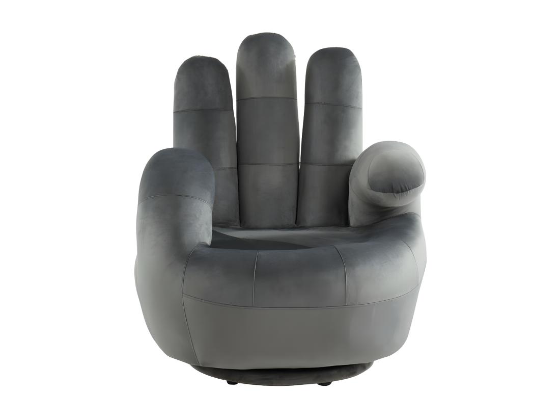 Vente Unique Fauteuil Main Pivotant CATCHY En Velours - Anthracite
