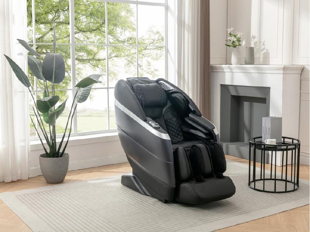vente unique Fauteuil massant en simili - Commande vocale - Système zéro gravité - Noir - ULAP