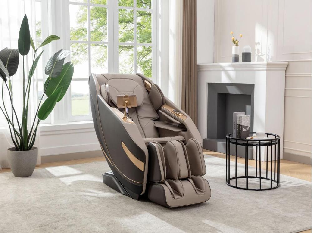 vente unique Fauteuil massant en simili -Système zero gravité - Beige - MOWATA