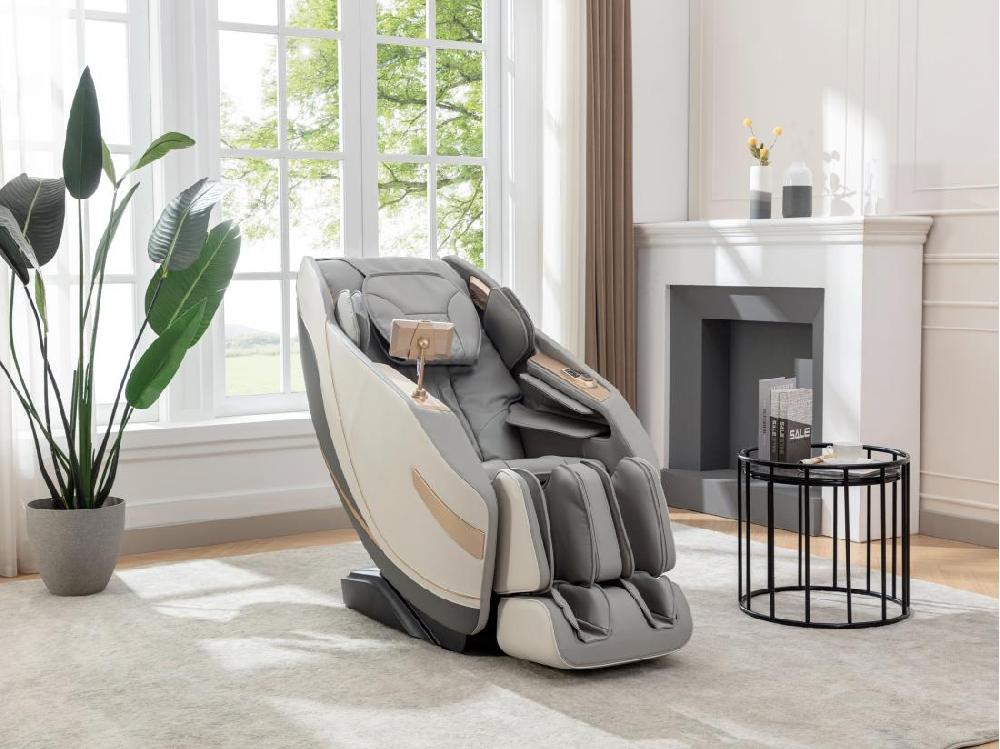 vente unique Fauteuil massant en simili - Système zero gravité - Gris - MOWATA