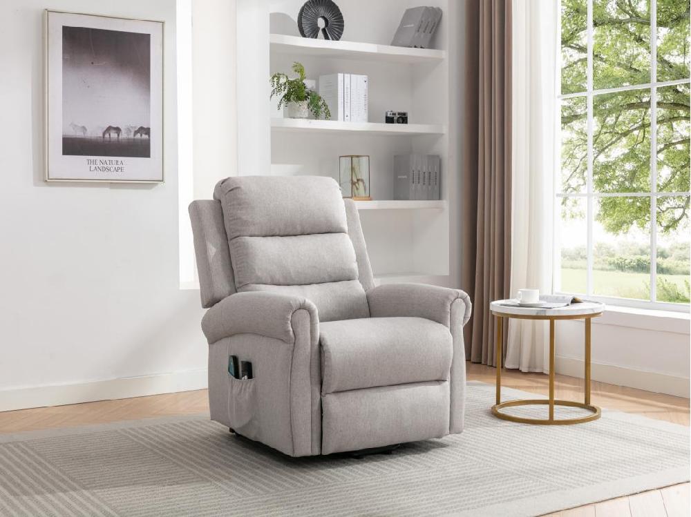 vente unique Fauteuil massant en tissu avec releveur électrique - Beige - LOVARI