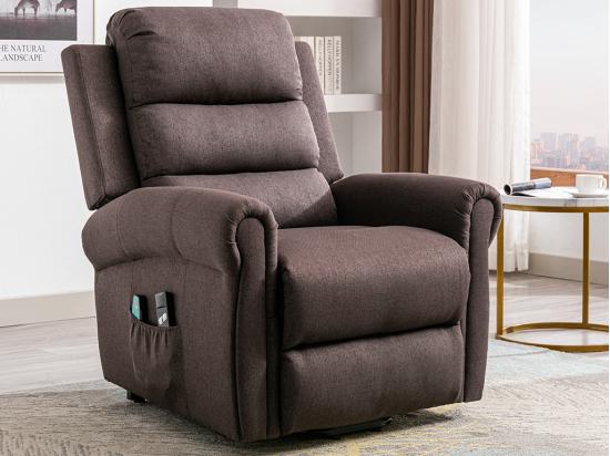 vente unique Fauteuil massant en tissu avec releveur électrique - Marron - LOVARI