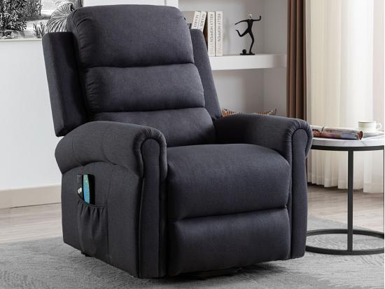 vente unique Fauteuil massant en tissu avec releveur électrique - Gris anthracite - LOVARI