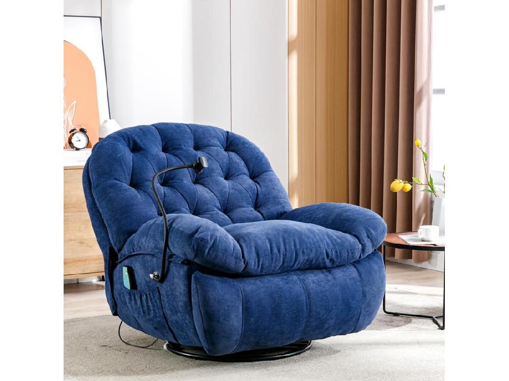 vente unique Fauteuil massant en tissu avec télécommande pivotante et chauffée 4 zones/5 modes/3 Minuteur 155x92x90cm