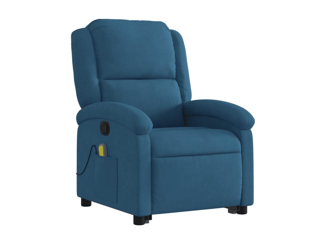 Vente Unique Fauteuil Massant Inclinable Bleu Velours