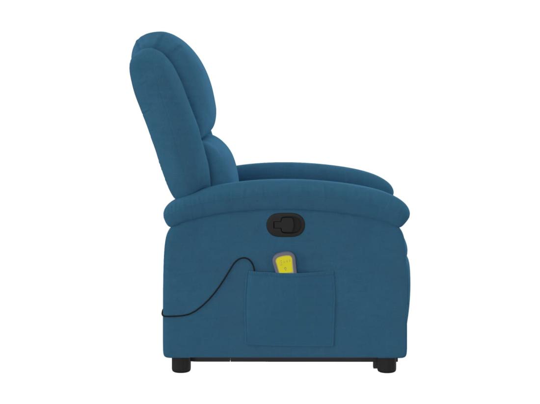 Vente Unique Fauteuil Massant Inclinable Bleu Velours