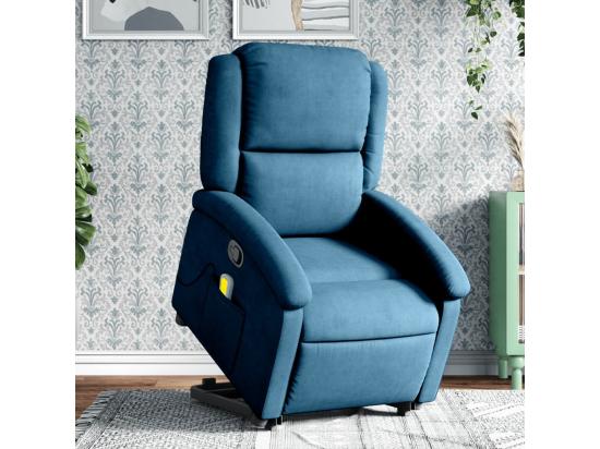 Vente Unique Fauteuil Massant Inclinable Bleu Velours