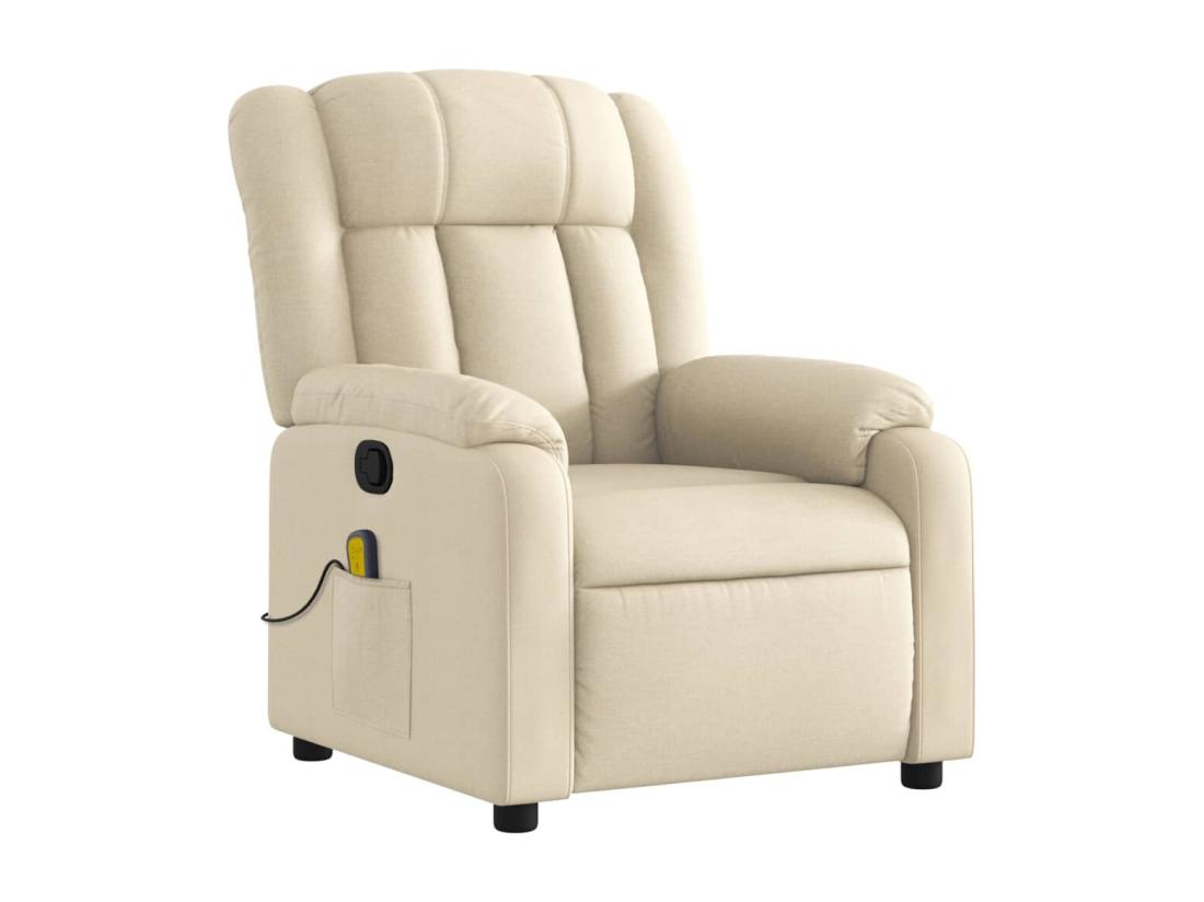 Vente Unique Fauteuil Massant Inclinable Crème Tissu
