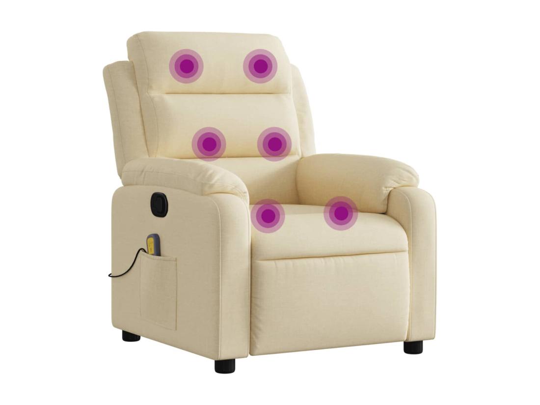 Vente Unique Fauteuil Massant Inclinable Crème Tissu