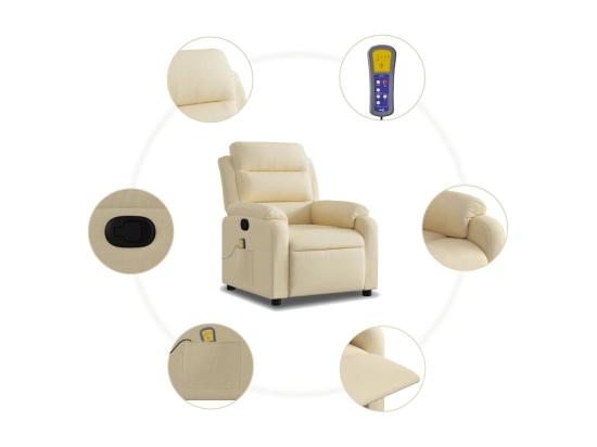 Vente Unique Fauteuil Massant Inclinable Crème Tissu