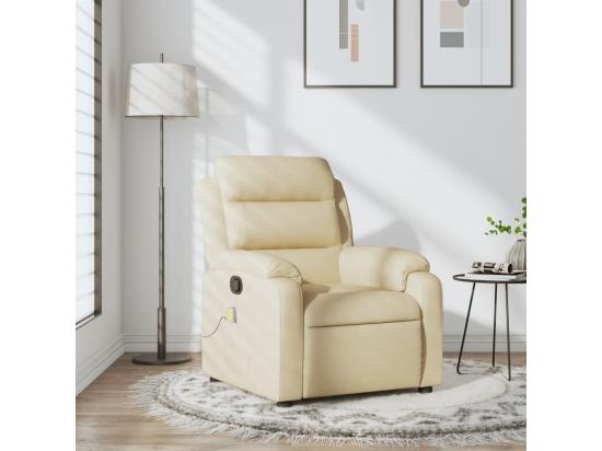 vente unique Fauteuil massant inclinable Crème Tissu