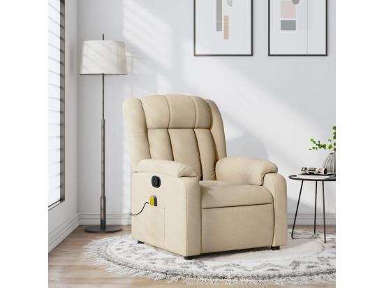 vente unique Fauteuil massant inclinable Crème Tissu
