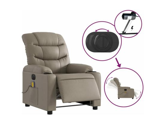 Vente Unique Fauteuil Massant Inclinable électrique Cappuccino Similicuir