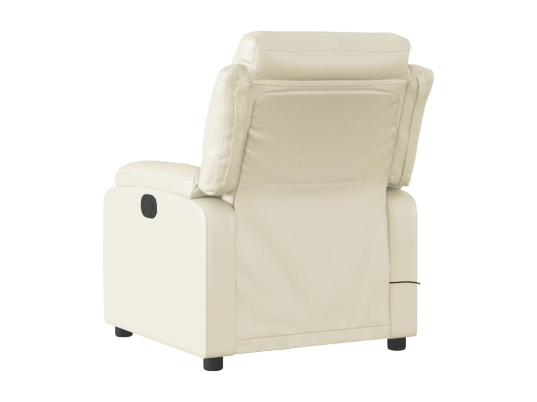 Vente Unique Fauteuil Massant Inclinable électrique Crème Similicuir