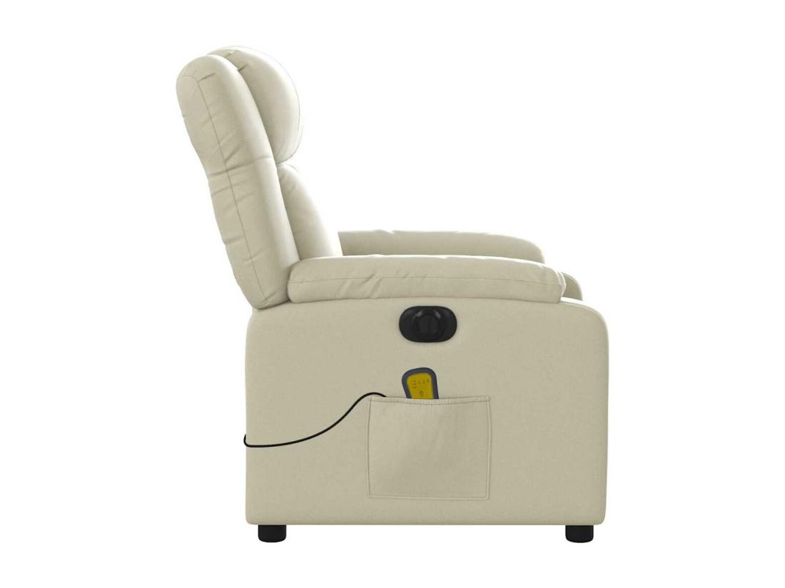 Vente Unique Fauteuil Massant Inclinable électrique Crème Similicuir
