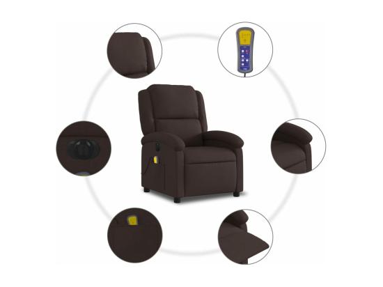 Vente Unique Fauteuil Massant Inclinable électrique Marron Foncé Tissu