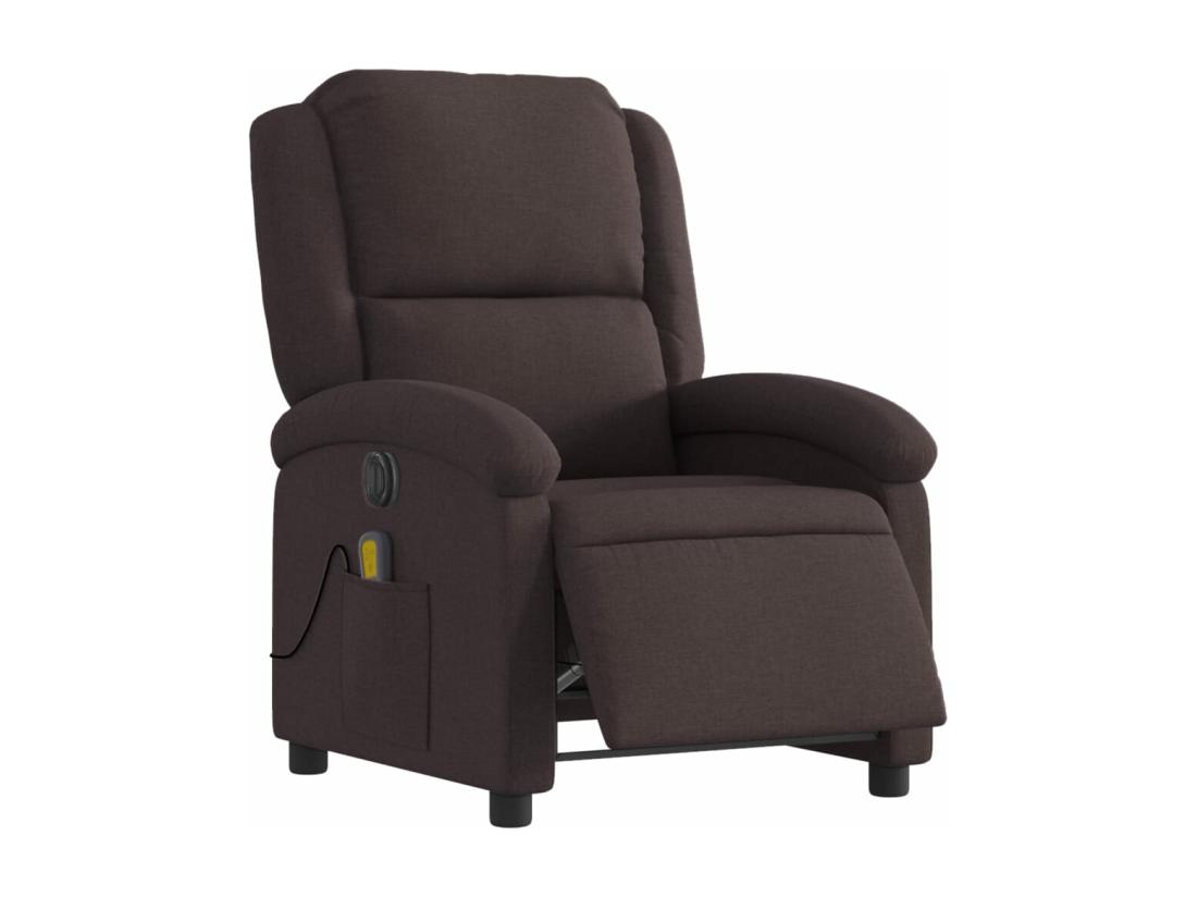 vente unique Fauteuil massant inclinable électrique Marron foncé Tissu