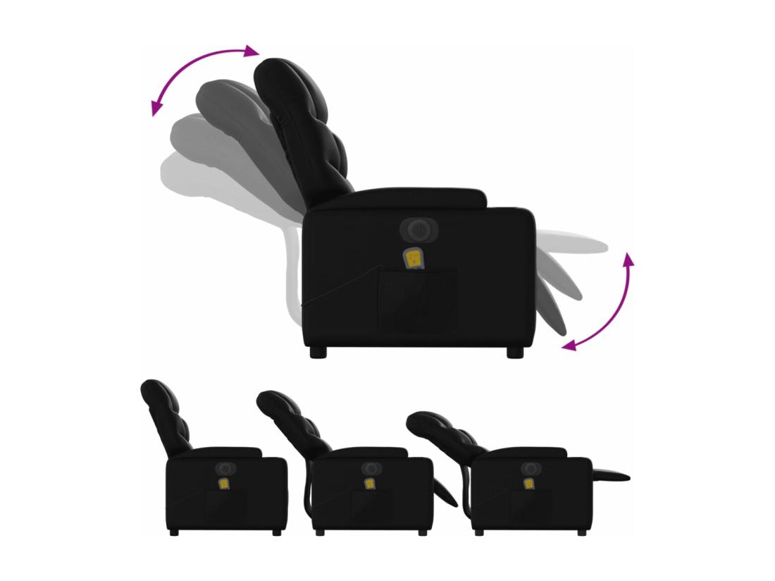 Vente Unique Fauteuil Massant Inclinable électrique Noir Similicuir