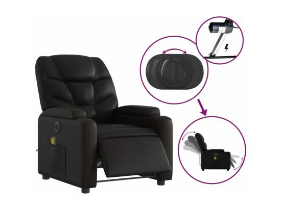 Vente Unique Fauteuil Massant Inclinable électrique Noir Similicuir