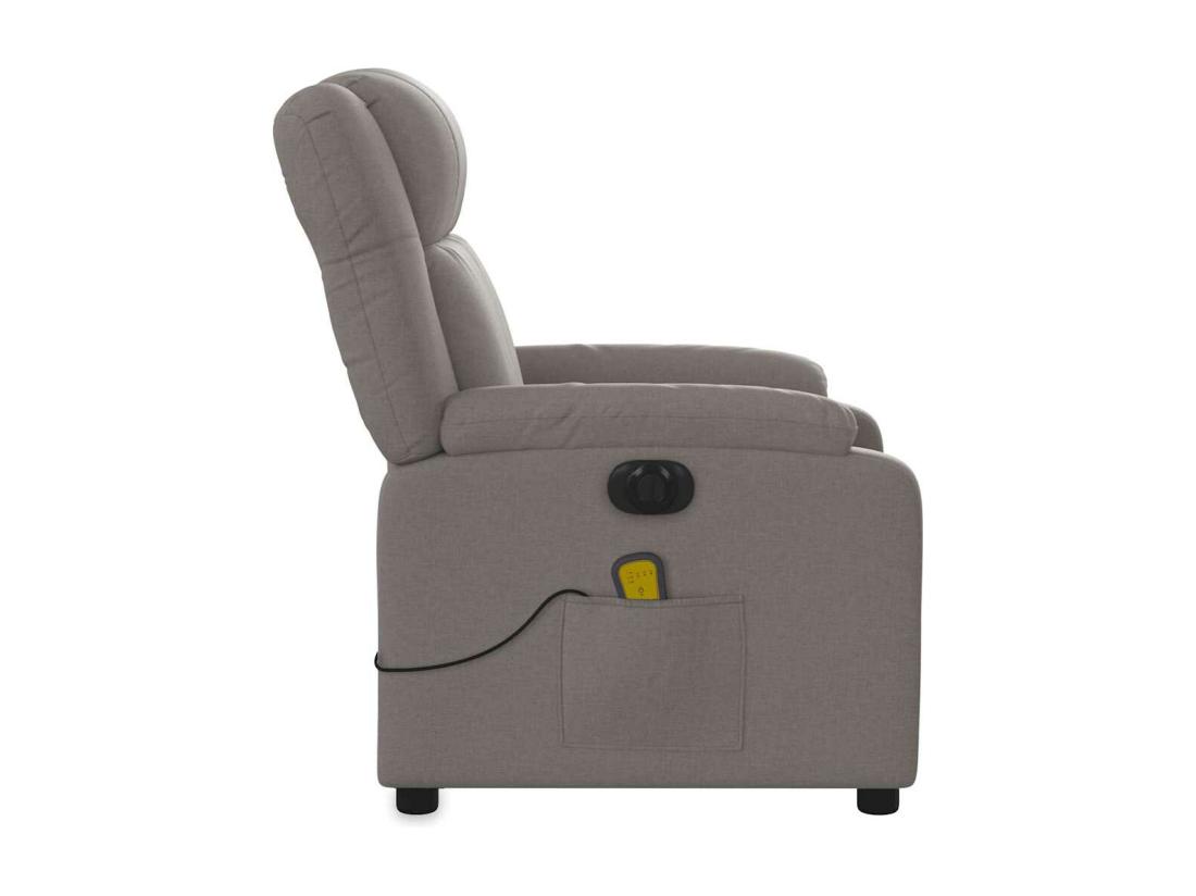 Vente Unique Fauteuil Massant Inclinable électrique Taupe Tissu