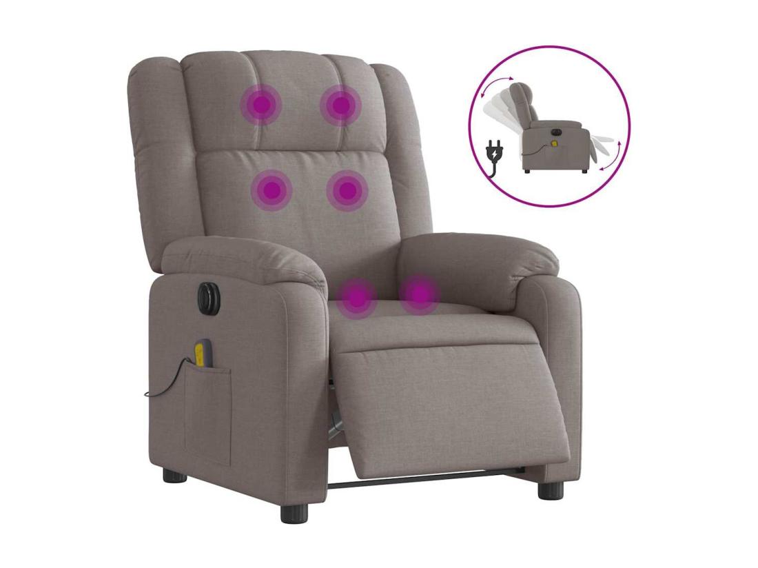 vente unique Fauteuil massant inclinable électrique Taupe Tissu