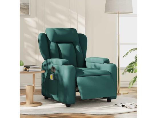 Vente Unique Fauteuil Massant Inclinable électrique Vert Foncé Tissu