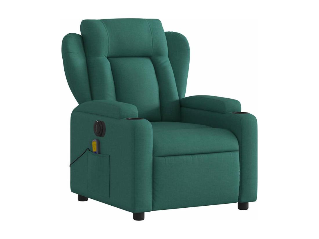 Vente Unique Fauteuil Massant Inclinable électrique Vert Foncé Tissu