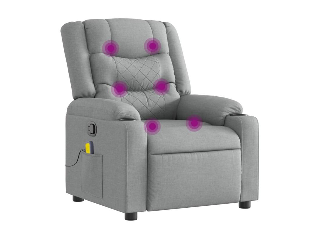 Vente Unique Fauteuil Massant Inclinable Gris Clair Tissu