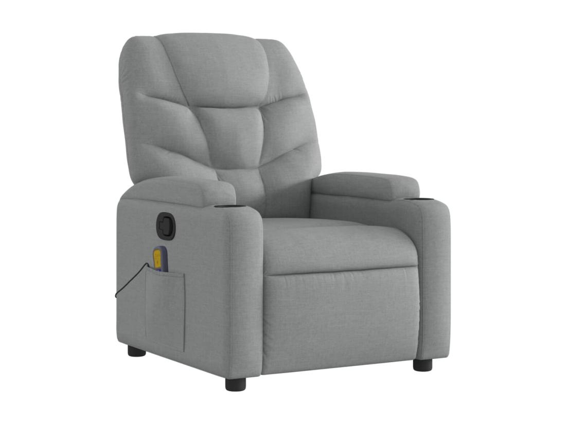Vente Unique Fauteuil Massant Inclinable Gris Clair Tissu