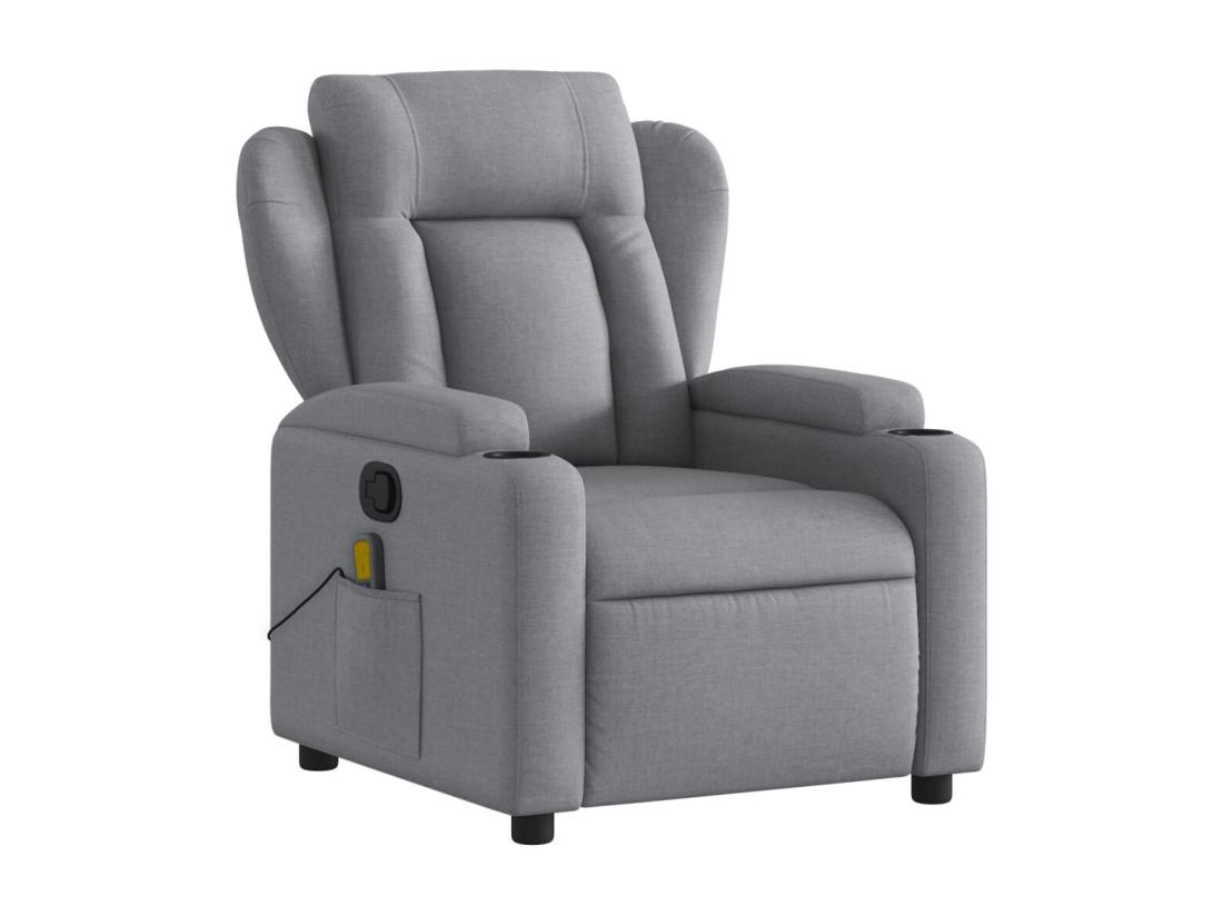 vente unique Fauteuil massant inclinable Gris clair Tissu
