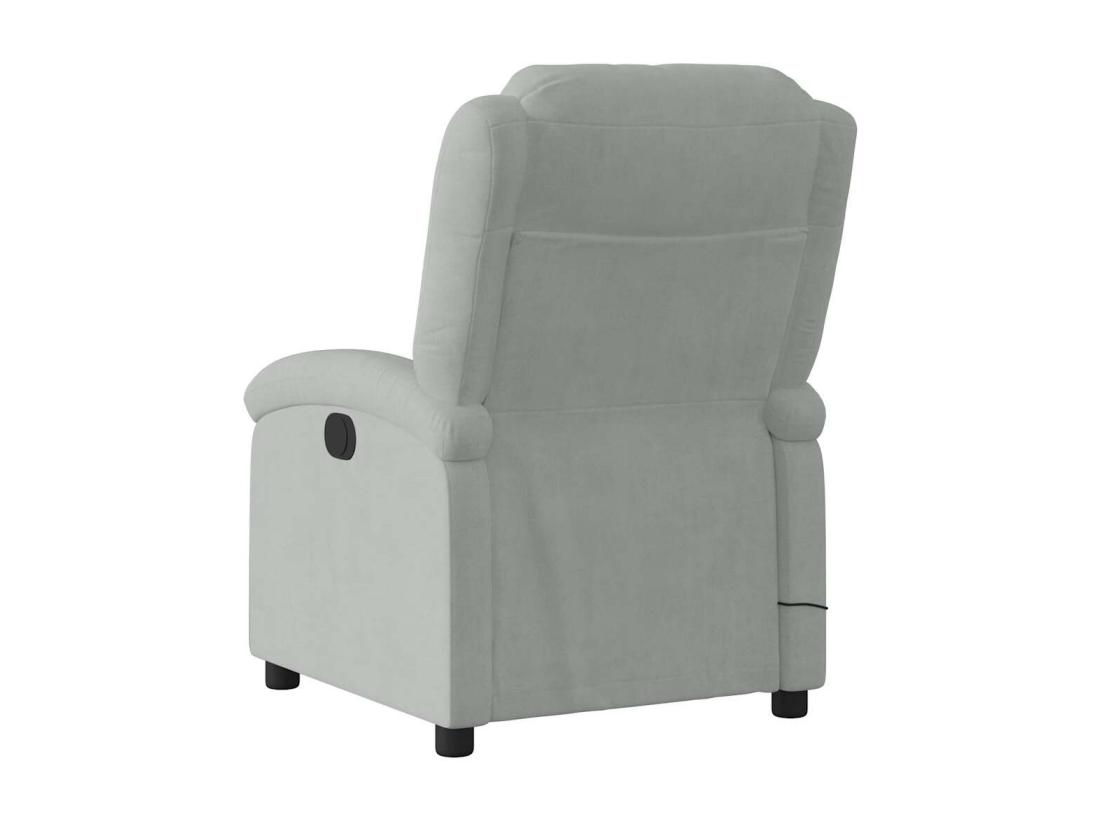 Vente Unique Fauteuil Massant Inclinable Gris Clair Velours