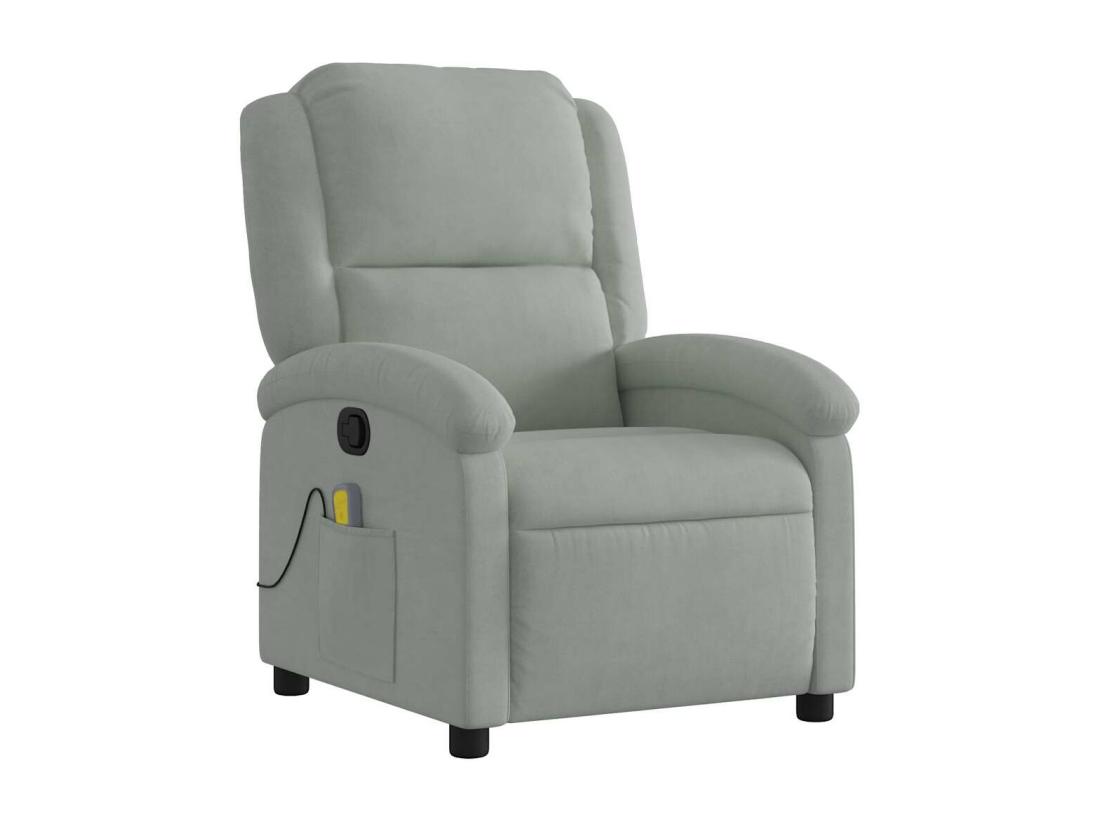 Vente Unique Fauteuil Massant Inclinable Gris Clair Velours