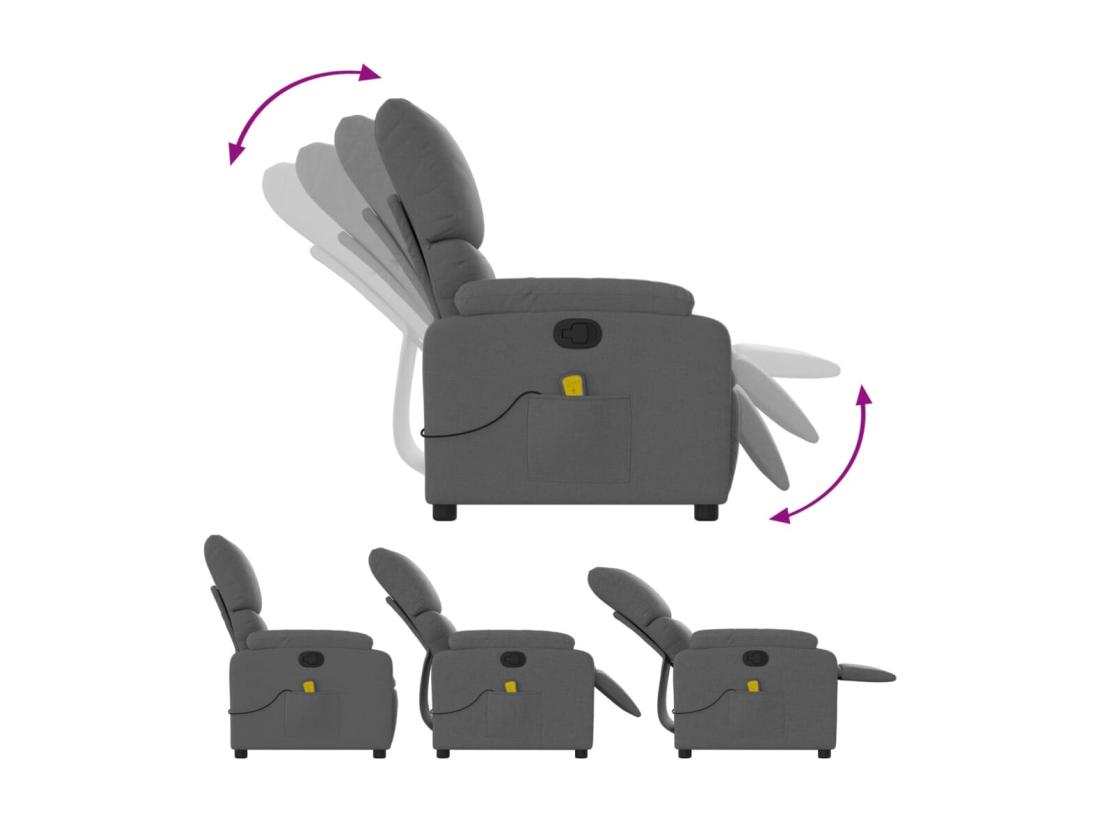 Vente Unique Fauteuil Massant Inclinable Gris Foncé Tissu