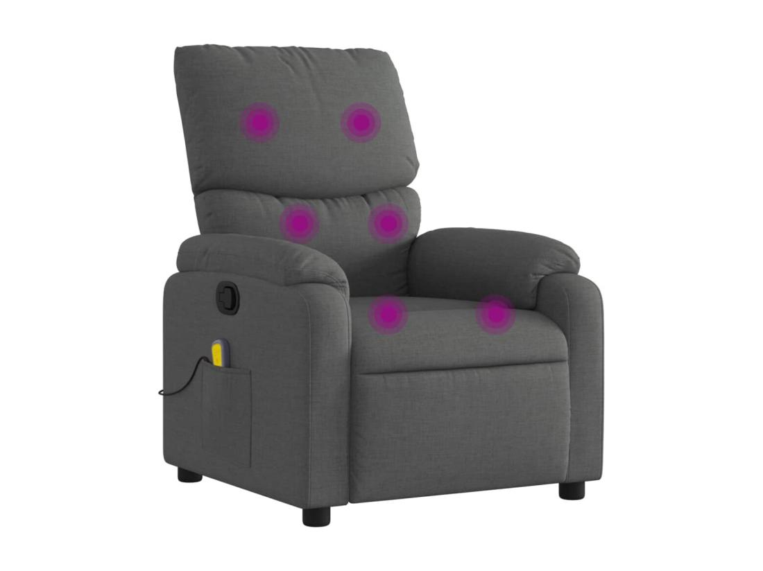 Vente Unique Fauteuil Massant Inclinable Gris Foncé Tissu