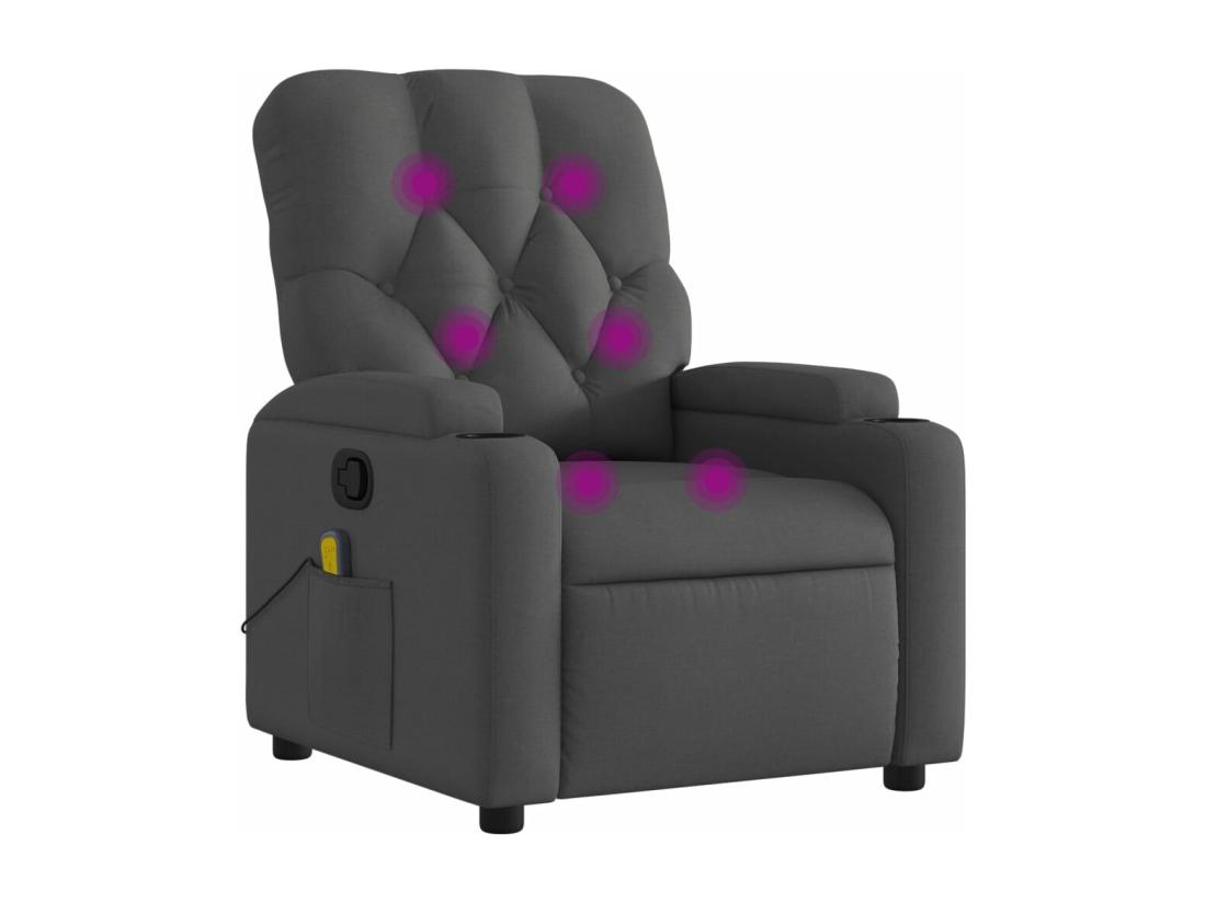 Vente Unique Fauteuil Massant Inclinable Gris Foncé Tissu