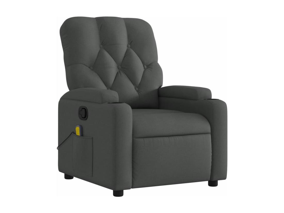 Vente Unique Fauteuil Massant Inclinable Gris Foncé Tissu