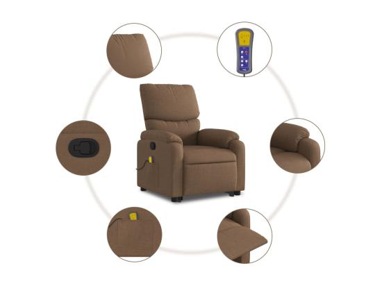 Vente Unique Fauteuil Massant Inclinable Marron Tissu