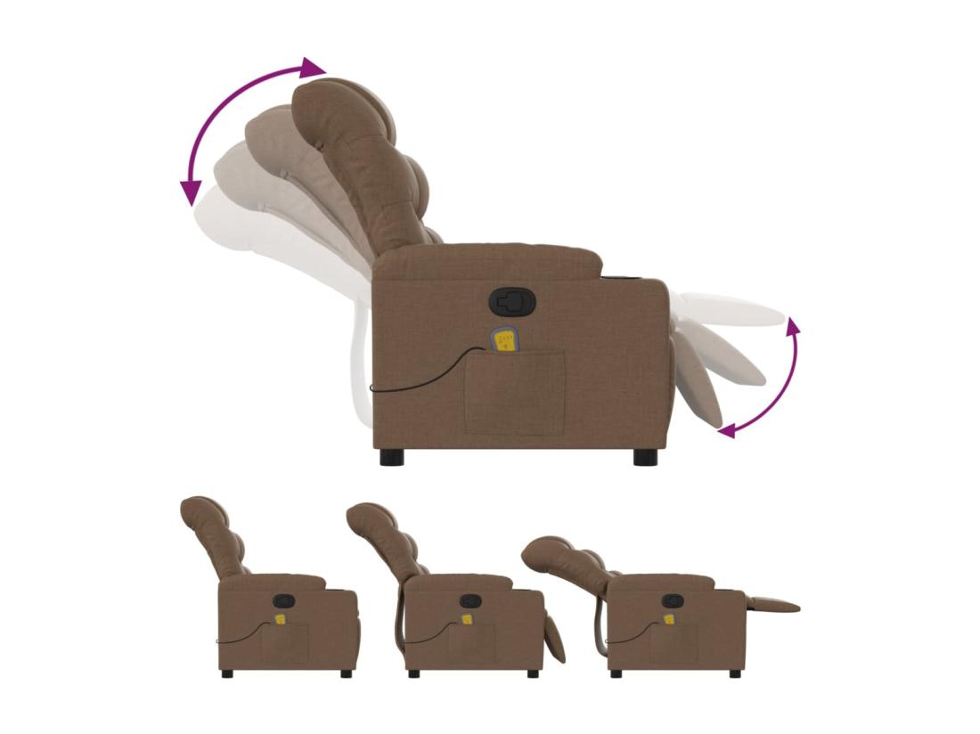 Vente Unique Fauteuil Massant Inclinable Marron Tissu
