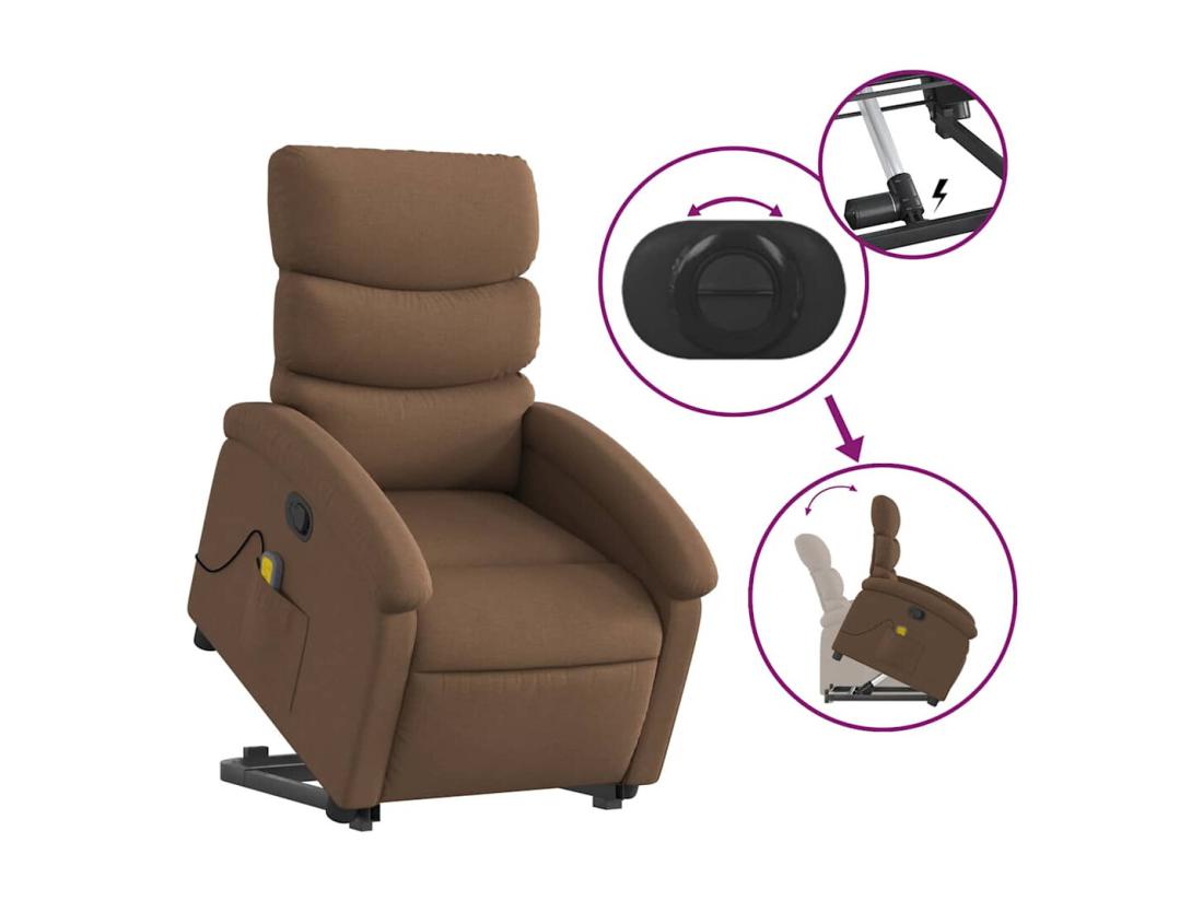 vente unique Fauteuil massant inclinable Marron Tissu