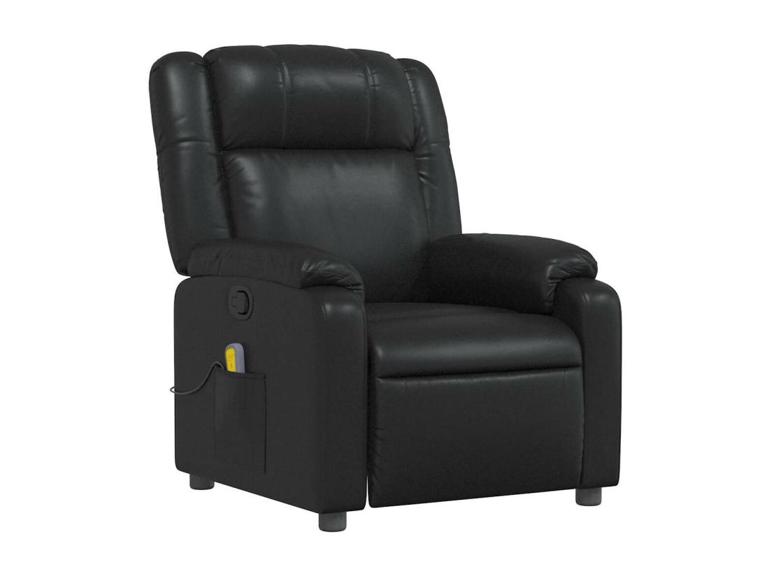 Vente Unique Fauteuil Massant Inclinable Noir Similicuir