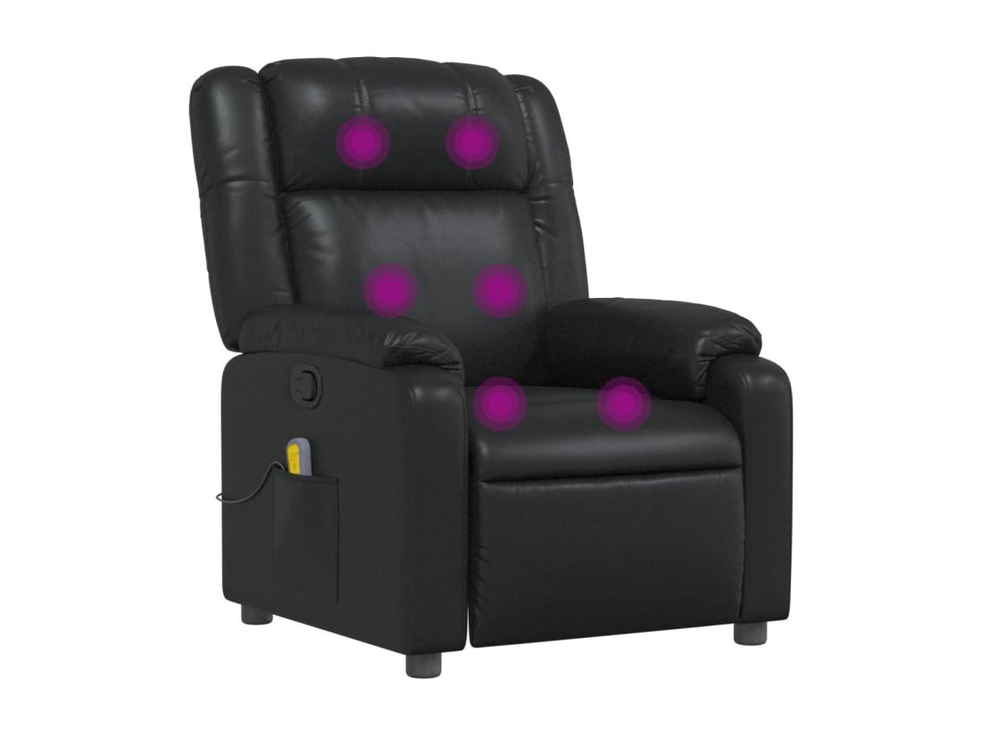 Vente Unique Fauteuil Massant Inclinable Noir Similicuir