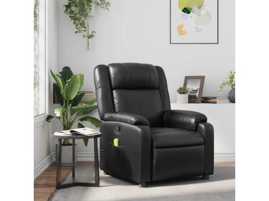 vente unique Fauteuil massant inclinable Noir Similicuir