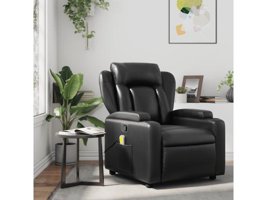 Vente Unique Fauteuil Massant Inclinable Noir Similicuir